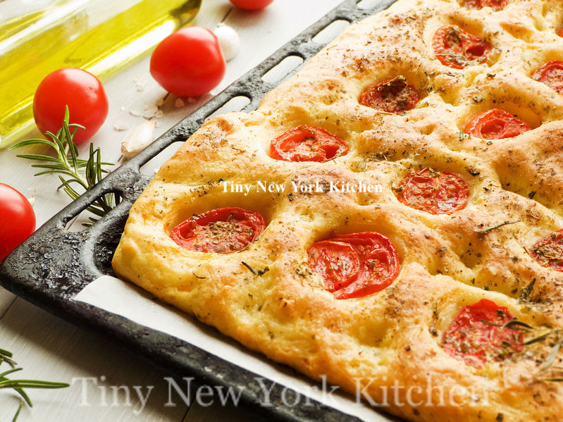 Traditional Tomato Focaccia With Garlic Rosemary Oil
