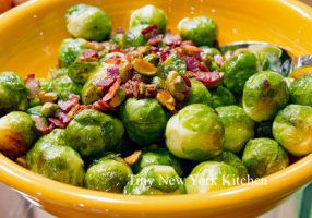 Brussels Sprouts With Bacon & Pistachios