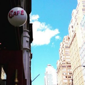 Cafe Sign & NYC Sky