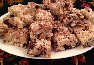 Dark Chocolate Chip Macadamia Nut Rice Krispie Treats