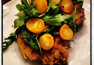 Pounded Pork Chops Topped With Arugula Salad