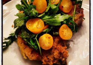 Pounded Pork Chops Topped With Arugula Salad