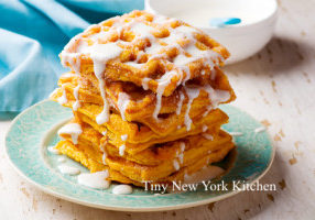Pumpkin Waffles With Cream Cheese Glaze