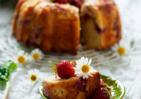 Strawberry Peaches & Cream Cake