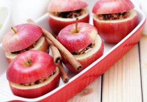 apples with sweets inside ready to bake - fruits and vegetables