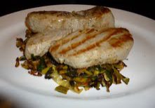 Tuna Steaks Over Spinach